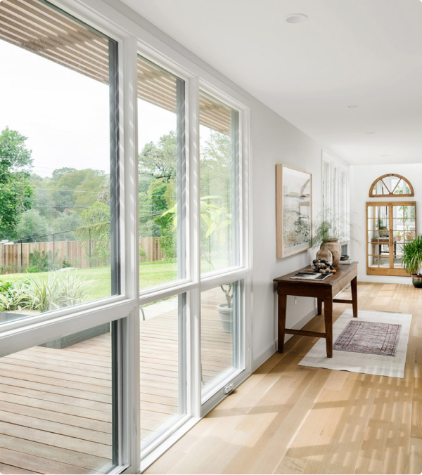 Luxurious living room with new windows